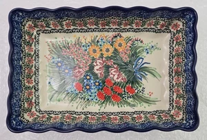 8x12 Polish Stoneware Serving Dish Summers Grateful Heart Special Bouquet Edtn - Picture 1 of 7