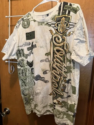 Southpole Graphic Shirt Camo Print Gold Truth and Liberty Eagle Men's L Y2K (A2) - Image 1 of 4
