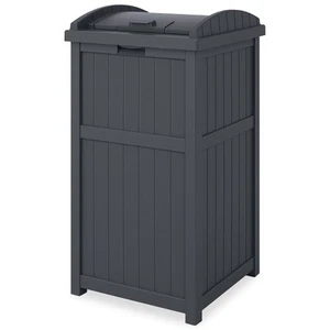 Suncast Trashcan Hideaway Outdoor 33 Gallon Garbage Trash Waste Bin, Cyberspace - Picture 1 of 12