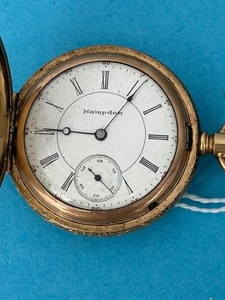 1897 Hampden Grade No. Taschenuhr 213 6s Model 3 15 Jewels Hunter Gold Filled - Bild 1 von 14