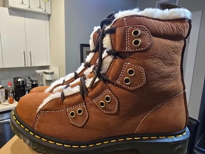 Dr. Martens 1460 Lace to Toe Fur Lined Buttersoft Nubuck Boots Brown Women's 7 - Image 1 of 4