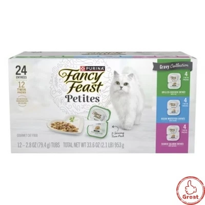 Purina Fancy Feast Cat Food Wet Variety Pack 12pk - Chicken, Seafood, Salmon - Image 1 of 4