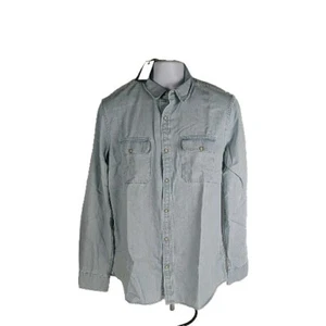 New Marine Layer Faded Denim Work Shirt Large Pearl Snap Western Classic Fit - Picture 1 of 12