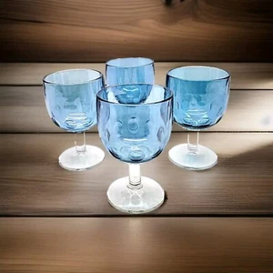 Vintage Iridescent Goblet – Bartlett Collins Periwinkle Blue Thumbprint Glass - Picture 1 of 7