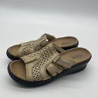 Clark's Womens Sandals Bendables Size 8N Brown Leather Comfort Cushioned Casual