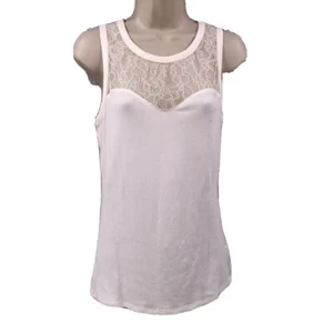 Express Womens Tank Top Size Small Cream Ivory Lace Inset Trim Sleeveless - Picture 1 of 11