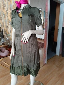 BIBA GEhrock Blusenkleid Kleid Jacke Oliv CUPRO Seide-46% Leinen 54% Größe 40 - Bild 1 von 18