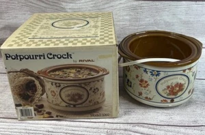 Vintage Rival Potpourri Crock Pot Model 3207 Floral Design Scent Warmer NO LID - Picture 1 of 17