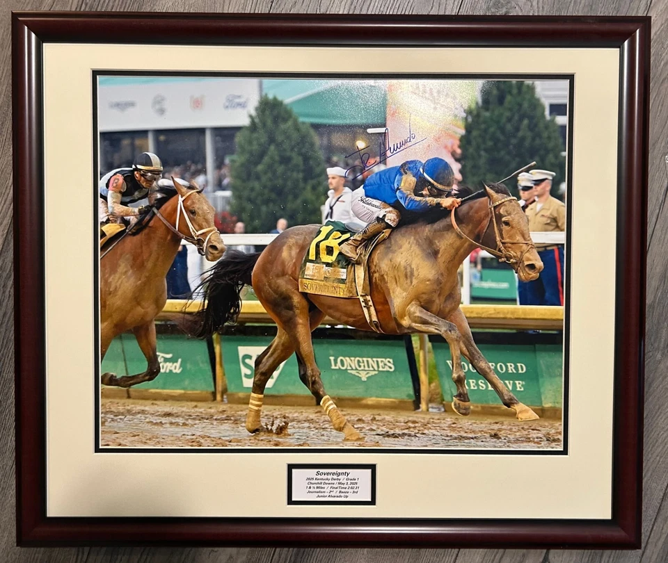 Soberanía 2025 Kentucky Derby 16x20 Foto Firmada Junior Alvadaro Foto 1 de 2