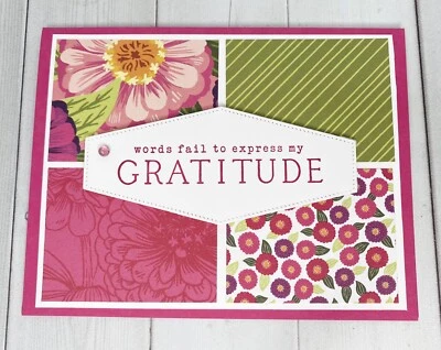 Stampin Up Card Kit Gratitude Flowering Zinnias DSP Thank You - 4 Cards - Image 1 of 3