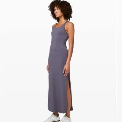 [S] 2019 Платье макси Lululemon Restore and Revitalize Moonwalk серое фиолетовое - Изображение 1 из 4