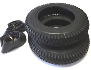 2x Rollstuhlreifen 3.00-8 schwarz Block + 2x Schlauch WV Elektromobil Scooter - Picture 1 of 7