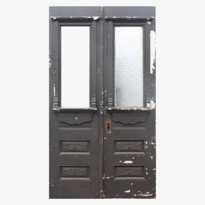 Antique Pair of Reclaimed 45" Double Doors with Windows, NED2493 - Image 1 of 4