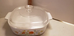 1977-1985 Vintage Wildflower Corning Ware Geschirr mit Pyrec Deckel (8x8x2,5) - Bild 1 von 8