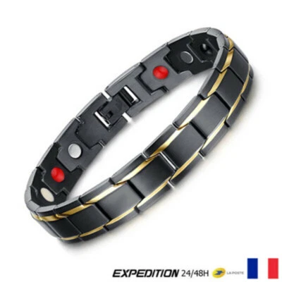 Bracelet magnétique Noir Thérapeutique énergétique Guérison Bijoux Thérapie V1 - Imagen 1 de 4