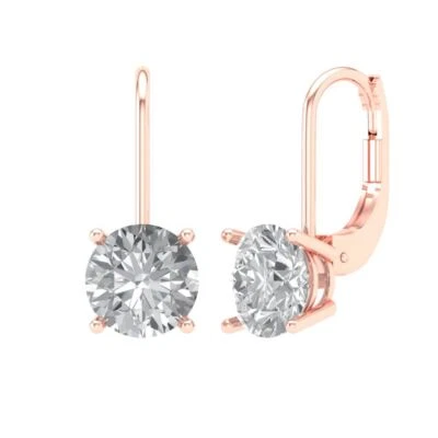3.0 ct Round Cut Solitaire Stud everyday anniversary Earrings 14k Rose gold - Image 1 of 4