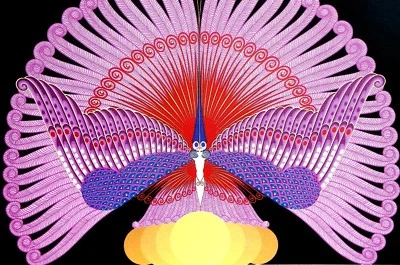 Erte 1987 Phoenix Triumphant Egyptian Bird Levantándose de Cenizas 11x14 Estampado Mate Foto 1 de 4