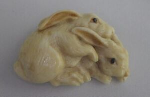 Vintage Ralph Massey Pin / Brooch with Two Rabbits ~ 1¾” Long