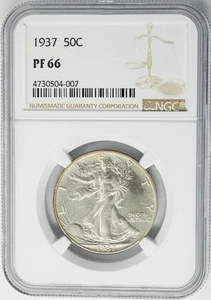 1937 Walking Liberty Half 50c PF66 PR66 NGC 950690-2 - Bild 1 von 5