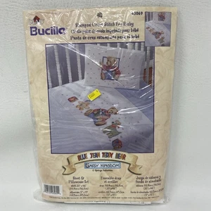 Bucilla Daisy Kingdom Blue Jean Teddy Bear Stamped X-Stitch Baby Sheet 43069 - Picture 1 of 5