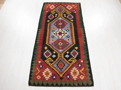 Alfombra Kilim tribal vintage tejida a mano excelente 9' 3" x 4' 3" Foto 1 de 4