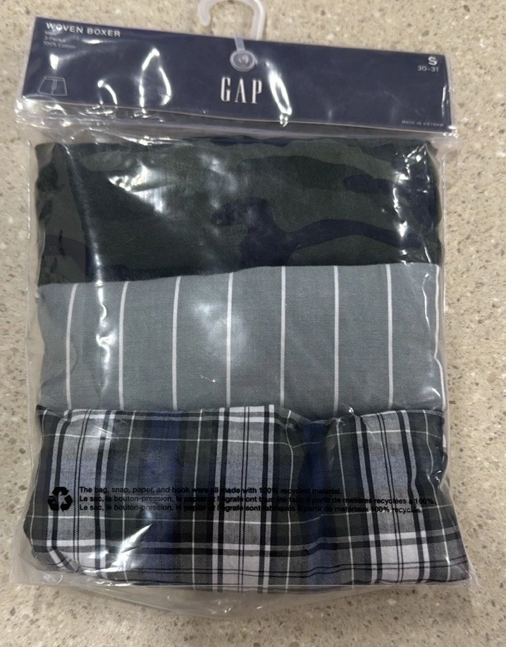 Gap боксеры мужской маленький 3 упаковки камуфляж клетку в полоску - Изображение 1 из 2
