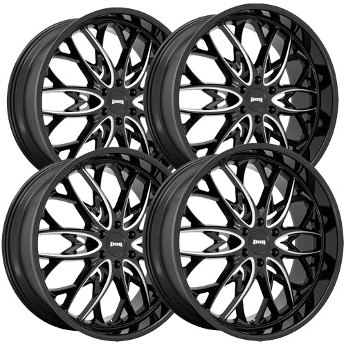 (Set of 4) DUB S263 OG 24x10 6x5.5" +25mm Black/Milled Wheels Rims 24" Inch - Image 1 of 4