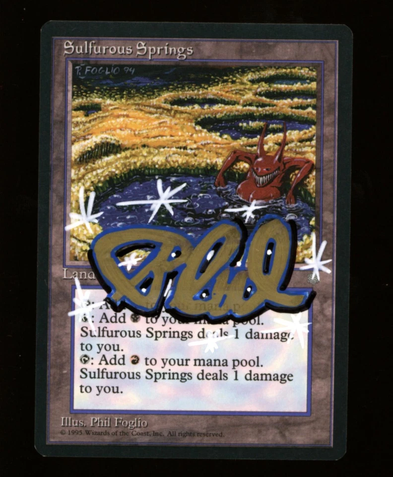 Magic MTG Ice Age Sulfurous Springs MODERATELY PLAYED MP Phil Foglio Shadow Egre - Image 1 of 1