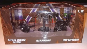 Hot Wheels Batman 3-Pack 1989 Batmobile Batwing Batboat 1:50 NEW Mattel 2011 DC - Picture 1 of 4