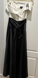 XSCAPE Womens White And Black Gown Dress 8 NWT - Picture 1 of 7