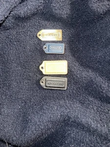 coach tags lot 3 Leather 1 Metal. Gold Tan Blue Black - Picture 1 of 3