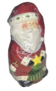 Santa Cookie Jar Christmas Tree Star Holiday Decorations 12" Red Green Open Box - Picture 1 of 5
