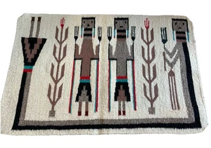 Vintage Navajo Rug Rainbow Yei 18x27 From 1940s Excellent Condt - Picture 1 of 2