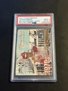2001 Fleer Premium Decade of Excellence Auto /67 Johnny Bench Auto HOF PSA 9 - Picture 1 of 2