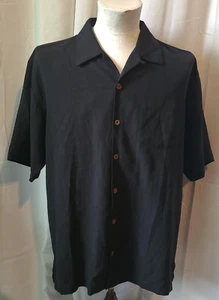 Camiseta de fútbol para hombre Tommy Bahama bordada tercera y larga L negra - 100 % seda - Imagen 1 de 9