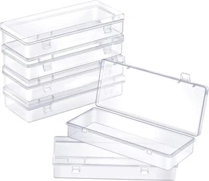 6 Pack Small Plastic Storage Containers with Hinged Lids, - Picture 1 of 7