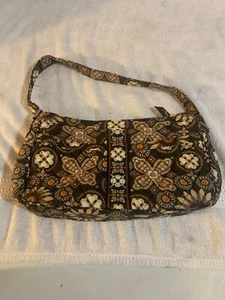 Vera Bradley quilted floral pattern design brown/tan/orange shoulder strap purse - Picture 1 of 6