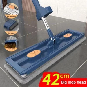 Large Flat Mop 360°Rotating Magic Self Wringing Mop W/ 6PCS Rags Folding Bucket - Picture 1 of 15