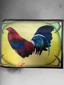 Rooster Printed Western Leather Wallet Billetera Vaquera De Piel Con Gallo - Picture 1 of 3