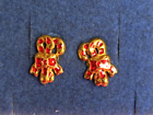 Nib Avon Candy Cane Novelty Earrings Christmas Pierced Gold Red