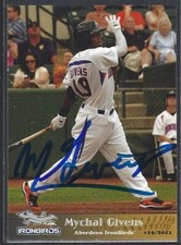 2011 Grandstand Aberdeen IronBirds Mychal Givens IP auto signed card