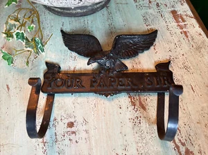 Eagle old Cast Metal "YOUR PAPER, SIR" Wall Mounted Patriotic Newspaper Rack MCM - Picture 1 of 8
