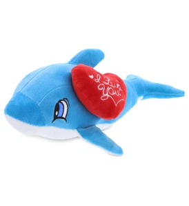 DolliBu I LOVE YOU Baby Soft Plush Blue Dolphin Valentine Stuffed Animal 11.75" - Picture 1 of 6