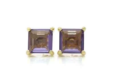 Pendiente Amatista Chapado en Oro 925 Plata Pendientes Regalo Madre Foto 1 de 3