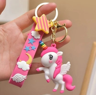 Personalised Unicorn Keychain Keyring Colourful with Strap Stocking Filler - Image 1 of 4