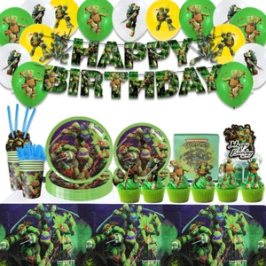 Juego de decoración de vajilla de fiesta de cumpleaños para niños Teenage Mutant Ninja Turtles - Imagen 1 de 44