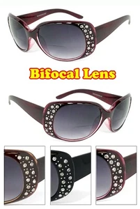 Bifocal Reading Sunglasses Glasses Rhinestones Women Power Tint UV Protection - Picture 1 of 14