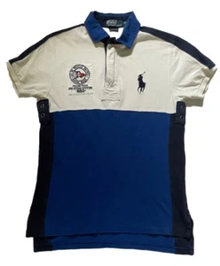 VTG Polo Ralph Lauren Recon Rescue Patrol Zip Polo Shirt Blue & White Sz Small - Picture 1 of 8