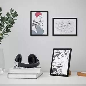 Two Brand New Black IKEA YLLEVAD Frames 5"x7" - safer for homes with kids - Picture 1 of 5