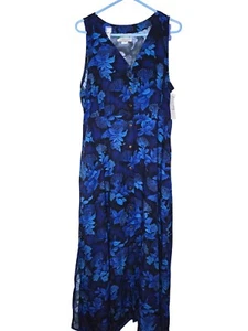 NWT Paradise Found Ohia Navy Button Front Tank Dress 2XL Button-Up Sleeveless - Picture 1 of 7